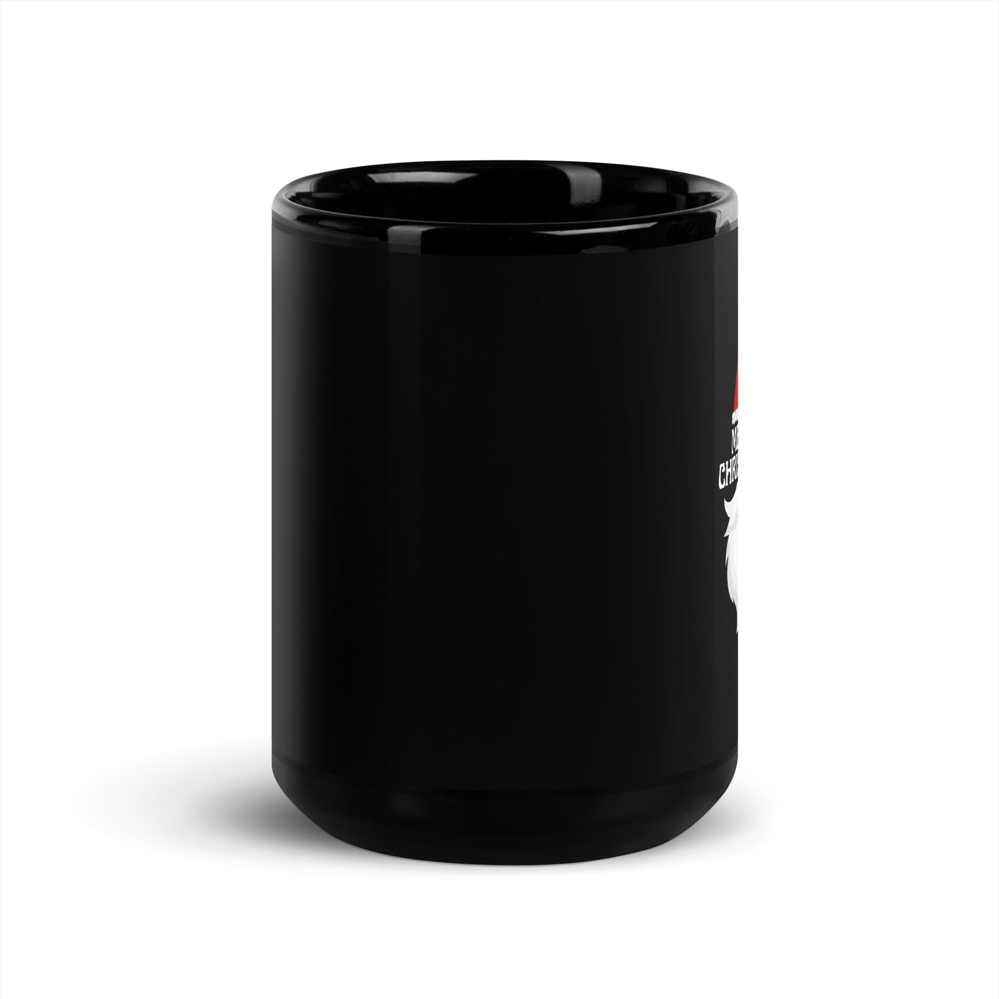 "Merry Christmas - Santa" Black Glossy Mug