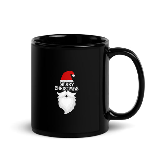 "Merry Christmas - Santa" Black Glossy Mug
