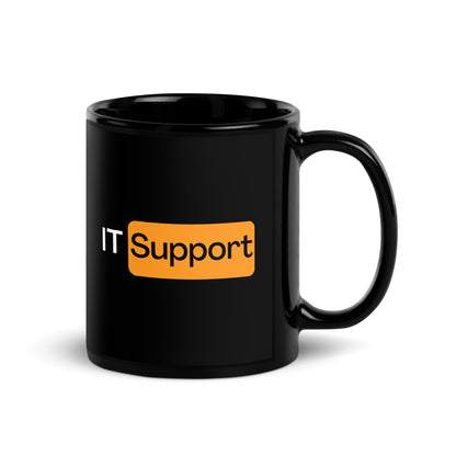 "IT Support" Black Glossy Mug