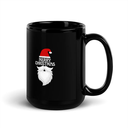 "Merry Christmas - Santa" Black Glossy Mug