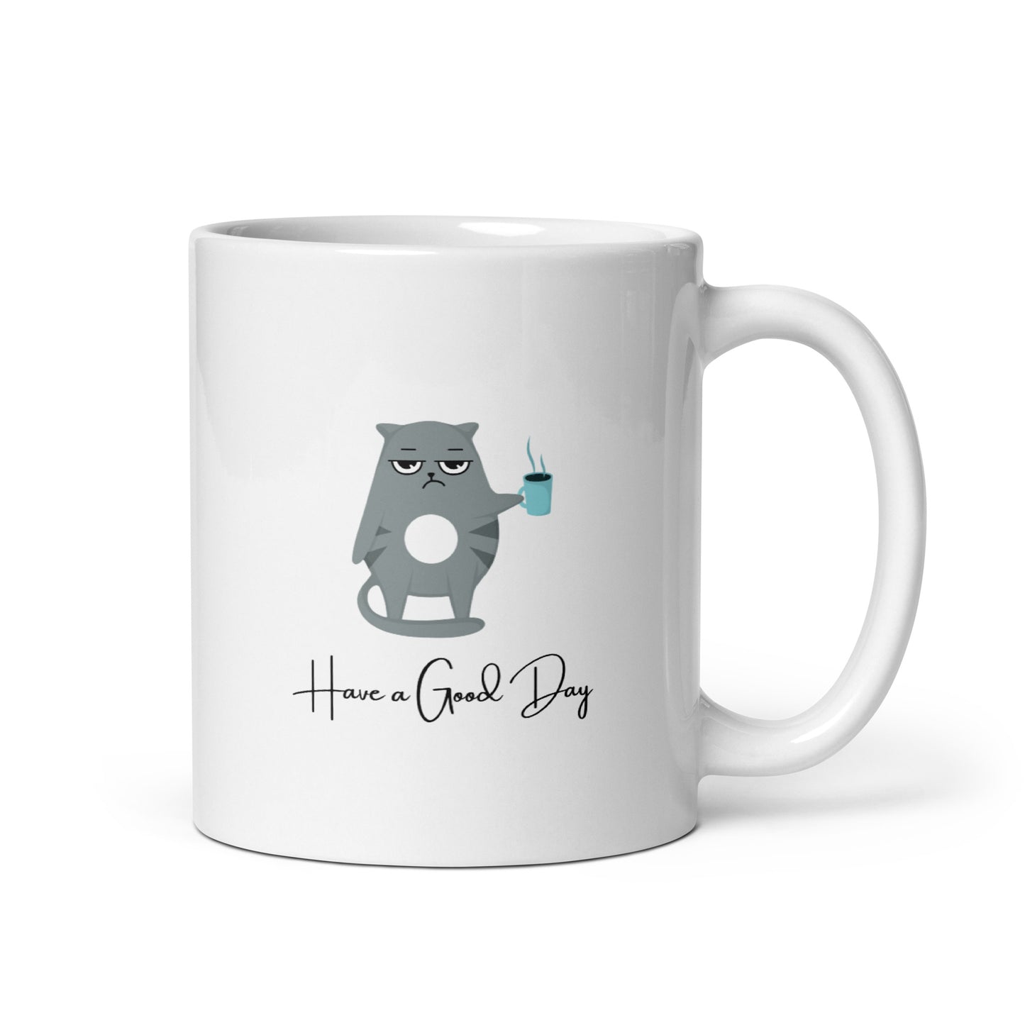 "Good Day Cat" White Glossy Mug