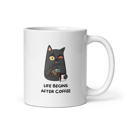 "Life Begins After Coffee" White Glossy Mug