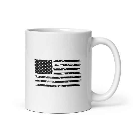"Distressed Flag" White Glossy Mug