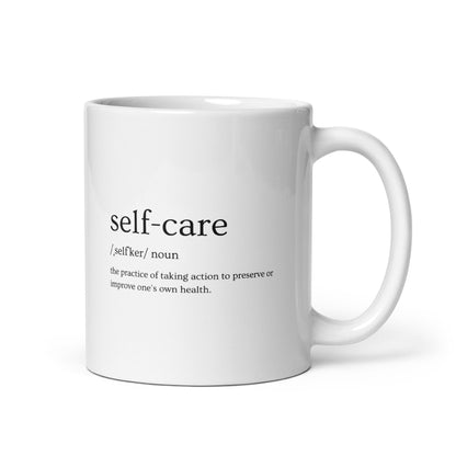 "Self Care" White Glossy Mug