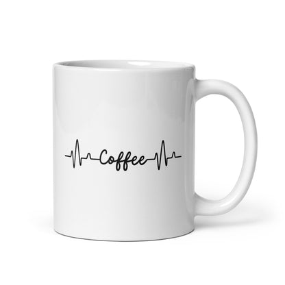 "Coffee Pulse" White Glossy Mug