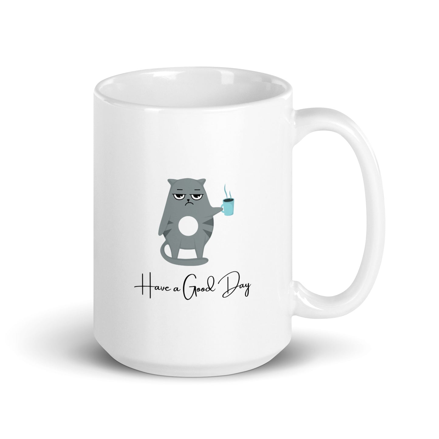 "Good Day Cat" White Glossy Mug