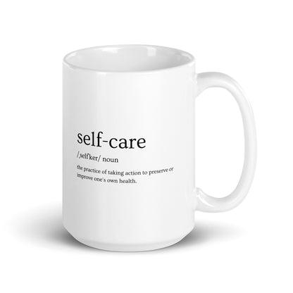 "Self Care" White Glossy Mug