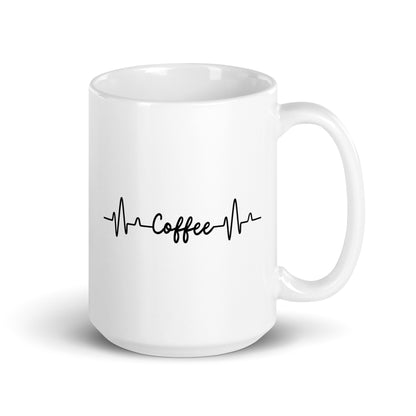 "Coffee Pulse" White Glossy Mug