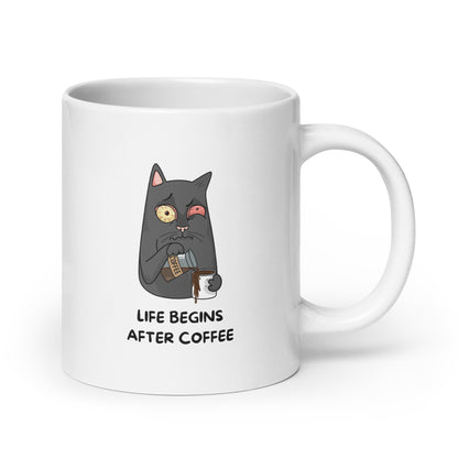 "Life Begins After Coffee" White Glossy Mug