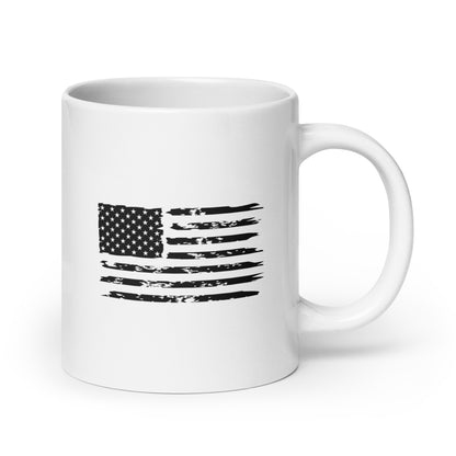 "Distressed Flag" White Glossy Mug